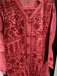 Beautiful Embroidered Lucknowi Maroon Kurti