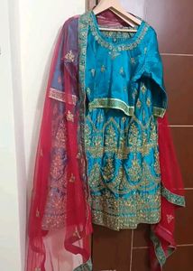 Elegant Blue & Gold Embroidered Lehenga Choli