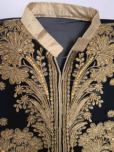 Black &amp; Gold Embroidery Semi stitched material