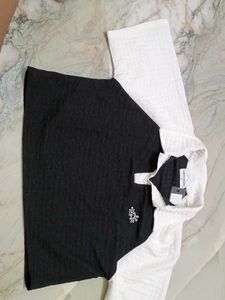 Chic Black & White Textured Top