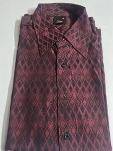 Men's Burgundy Diamond Pattern Shirt