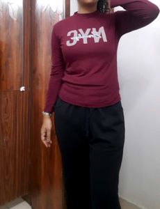 Maroon Fitted Long Sleeve Top