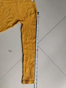 Yellow Ribbed Long Sleeve Top