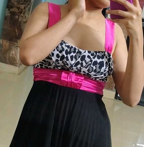 Stylish Leopard Print &amp; Pink Y2K USA Dress