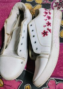 White Floral Sneakers