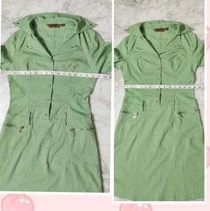 Light Green Collared Shirt Dress