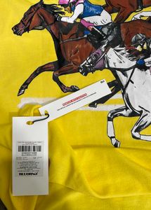 oversized bluorng yellow graphic print t shirt