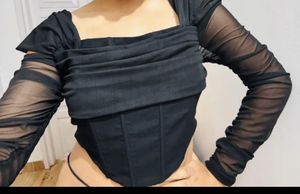 Savana black Chic Off-Shoulder Mesh Top size -XS