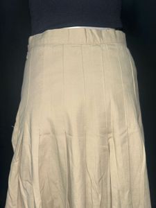 Pleated Beige Midi Skirt