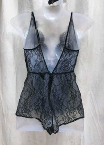421312. Sheer Black Lace Bodysuit