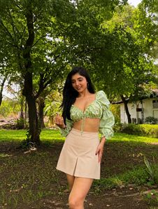 Stylish Beige A-Line Skirt with Pockets