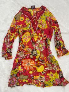 Y2k printed short kurti with Embellishments