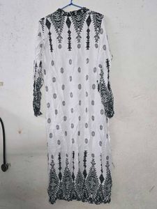 White &amp; Black Printed Kurta