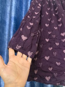Cute Purple Heart Print Tunic Top