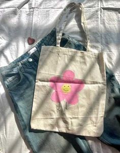 Cute Flower Smiley Tote Bag