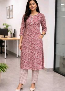 Dusty Rose🌸 Printed Kurta with pant