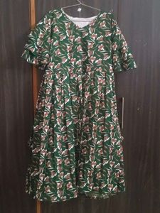 Green Floral Print Midi Dress