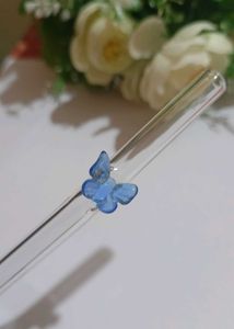Butterfly glass straw-Blue