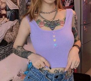 Lilac Heart Button Tank Top