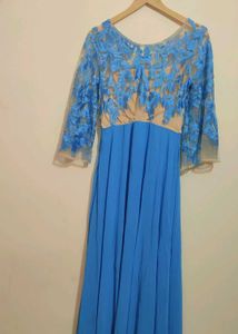 Blue🔵Elegant Embroidered Gown Dress 34 Bust