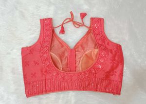 Coral Sequin Embellished Blouse