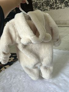 New Born Cozy Cream Fleece Baby Onesie