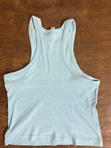 Baby Blue Ribbed Crop Tank Top