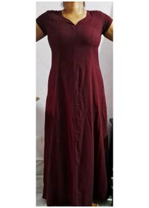 Maroon night Gown with two pockets