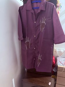 Purple Embroidered Kurta Top pant