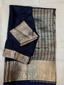 Elegant Navy Blue Saree with Blouse
