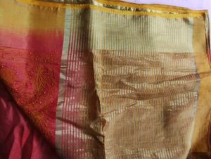 Elegant Embroidered Pinkish red Saree