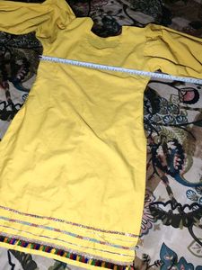 Bright Yellow Kurta with Embellished Sleeves
