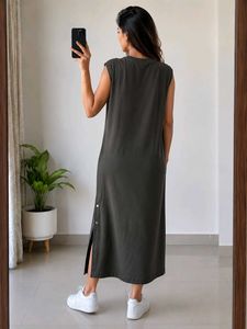Olive Green Sleeveless Maxi Dress