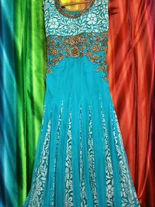Elegant Blue Embroidered Anarkali