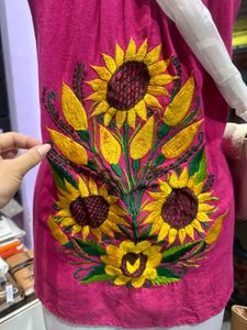 Sun Flower Embroidery Backless Dress
