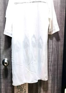 Long White Top with graphic print