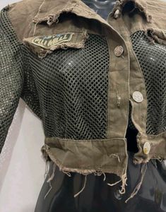 Unique Mesh Panel Cropped Jacket