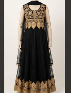 Black & Gold Bharat Net Anarkali Dress.