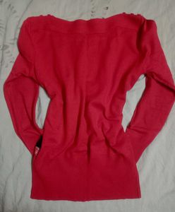 Red Patterned Knit Sweater