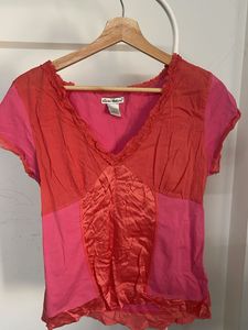 Vibrant Pink & Coral Colorblock Top