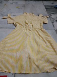 Yellow &amp; White Striped Button-Up Top
