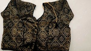 Elegant Black &amp; Gold Brocade Blouse