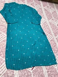 Teal Kurta with Geometric Print