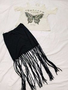 Butterfly Cold Shoulder Top with skirts