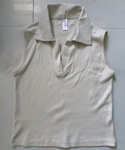 Sleeveless Collared Ribbed Knit Top