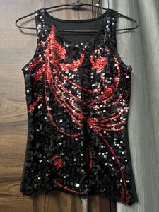 Sparkly Black & Red Sequin Top