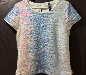 Sparkly Sequin Ombre T-Shirt Top