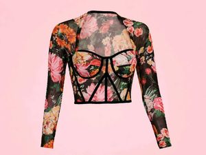Floral Mesh Corset Top