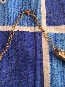 Gold Colour,  3 Layered, Choker Necklace With Whit