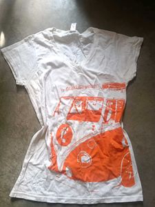 📣Combo❗White Graphic Print V-Neck T-Shirt